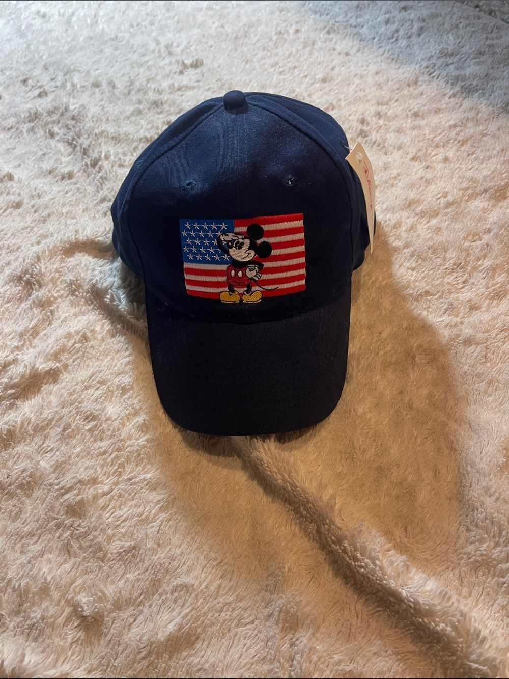 Navy Baseball Cap with disney Mickey Mouse and American Flag Patch
